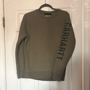 Carhartt Men's Crewneck in Olive with Logo Sleeve